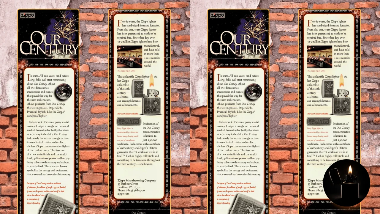 Zippo Our Century Information Leaflet Collectible Of The Year 1999 cover